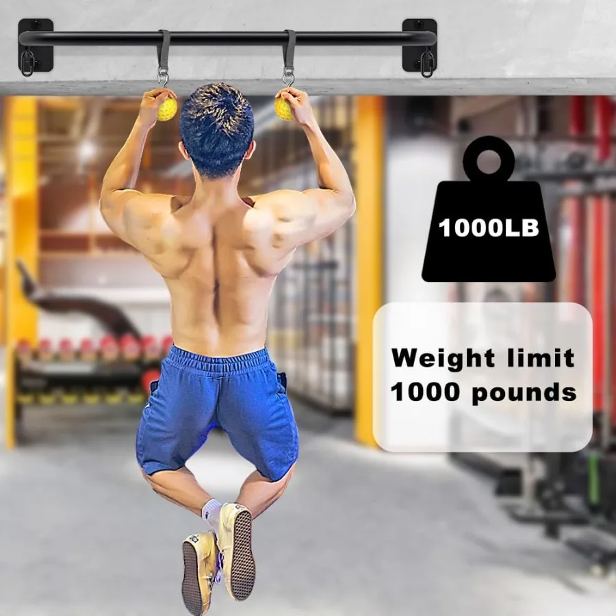 Wytrzymała, spawana drążka do podciągania, uniwersalny montaż na drzwi, ścianie, belce i sufit, gruby metal.