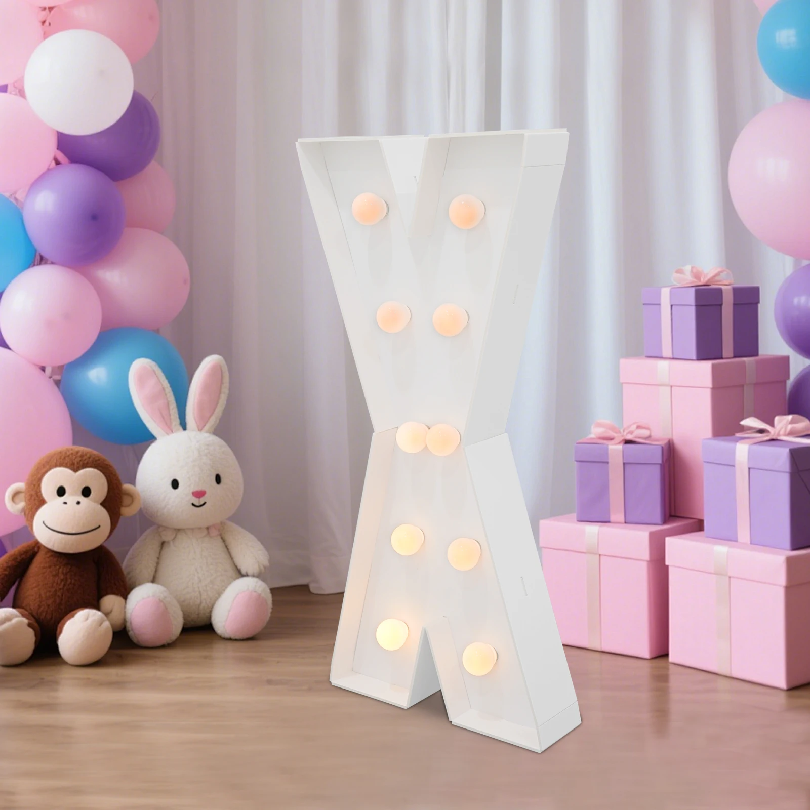 Lekkie, przenośne, świecące litery z szeroką podstawą, stabilne, do postawienia wolnoświątkowego, idealne na rocznice, ukończenia szkół i tła na imprezy.