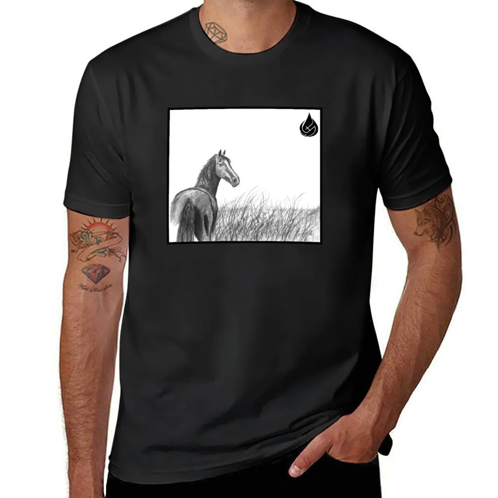 HAZEY Charcoal Horse T-Shirt customs design your own oversized t shirts for men pack