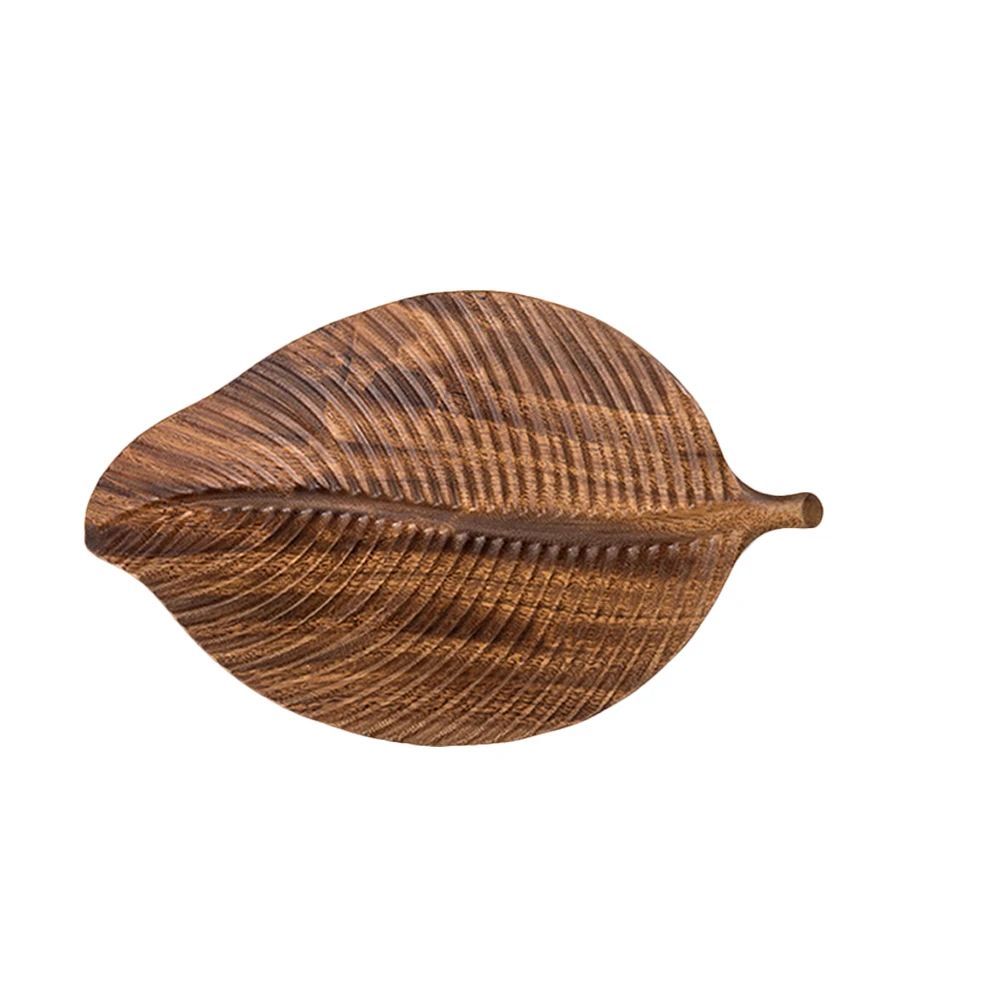 

Solid Wood Leaf Tray Snack Food Plate Decorative Dried Fruit Bamboo Home Party Outdoor Use Smooth Surface Easy Cleaning Storage