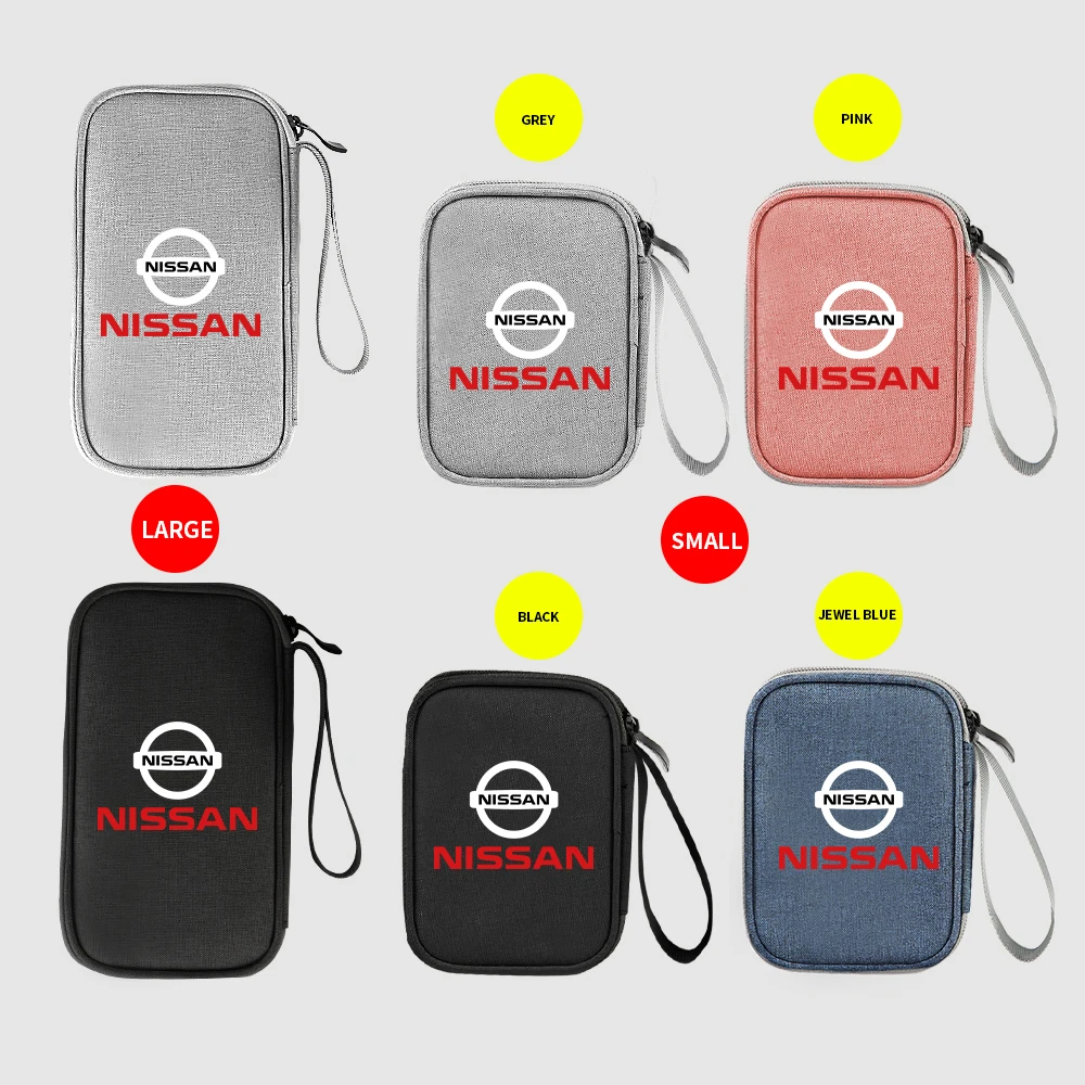 Car Storage Bag USB Data Cable Organizer Waterproof Auto Storage Accessories For Nissan Nismo Tiida Teana GTR 350Z 370Z Note