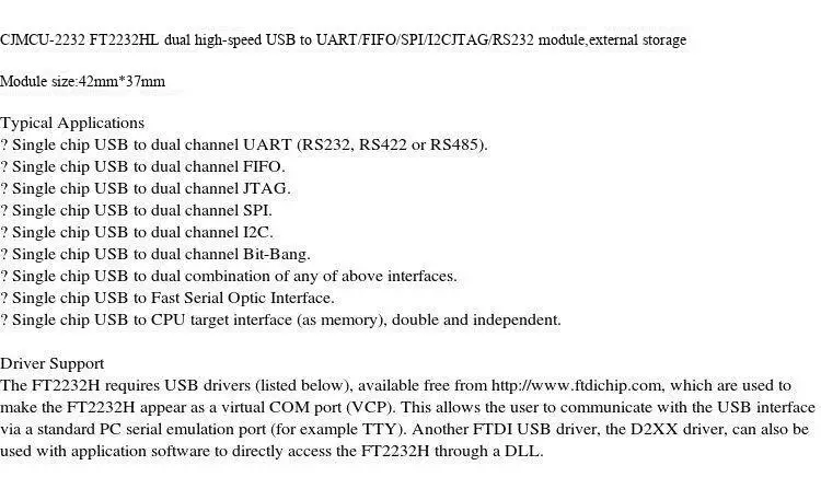 MCU-2232 FT2232HL USB-zu-UART/FIFO/SPI/I2C/JTAG/RS232-Modul – Detail 3