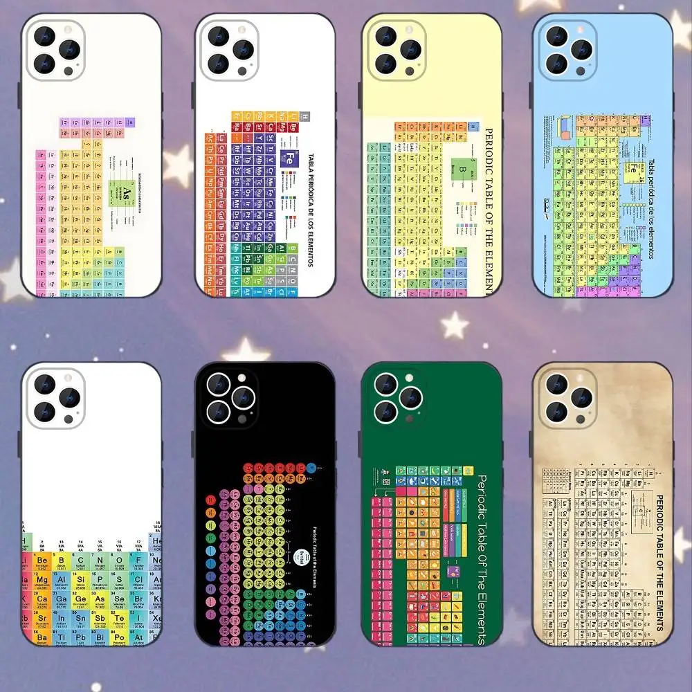 

Chemistry Periodic Tables Phone Case For iPhone 17,16,15,14,13,12,11,Pro,XS,Max,XR,Plus,E,SE4,Mini Black Soft Cover