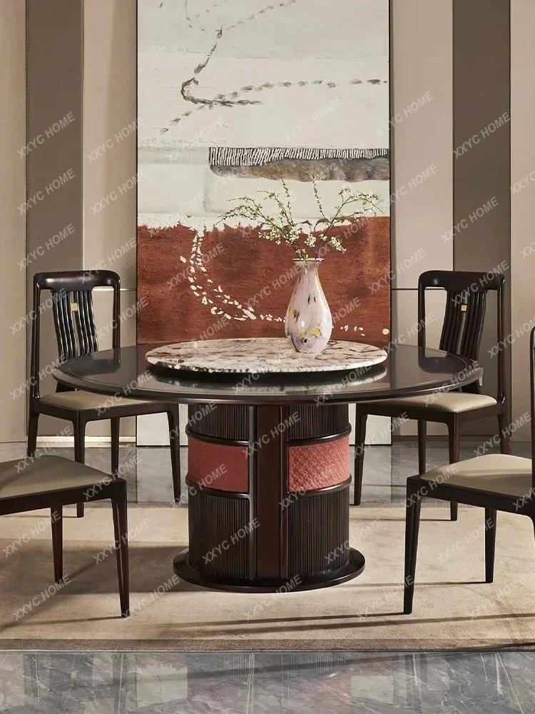 LSimple new Chinese-style Ailiguyi Sumu round dining table luxury stone modern light luxury large apartment