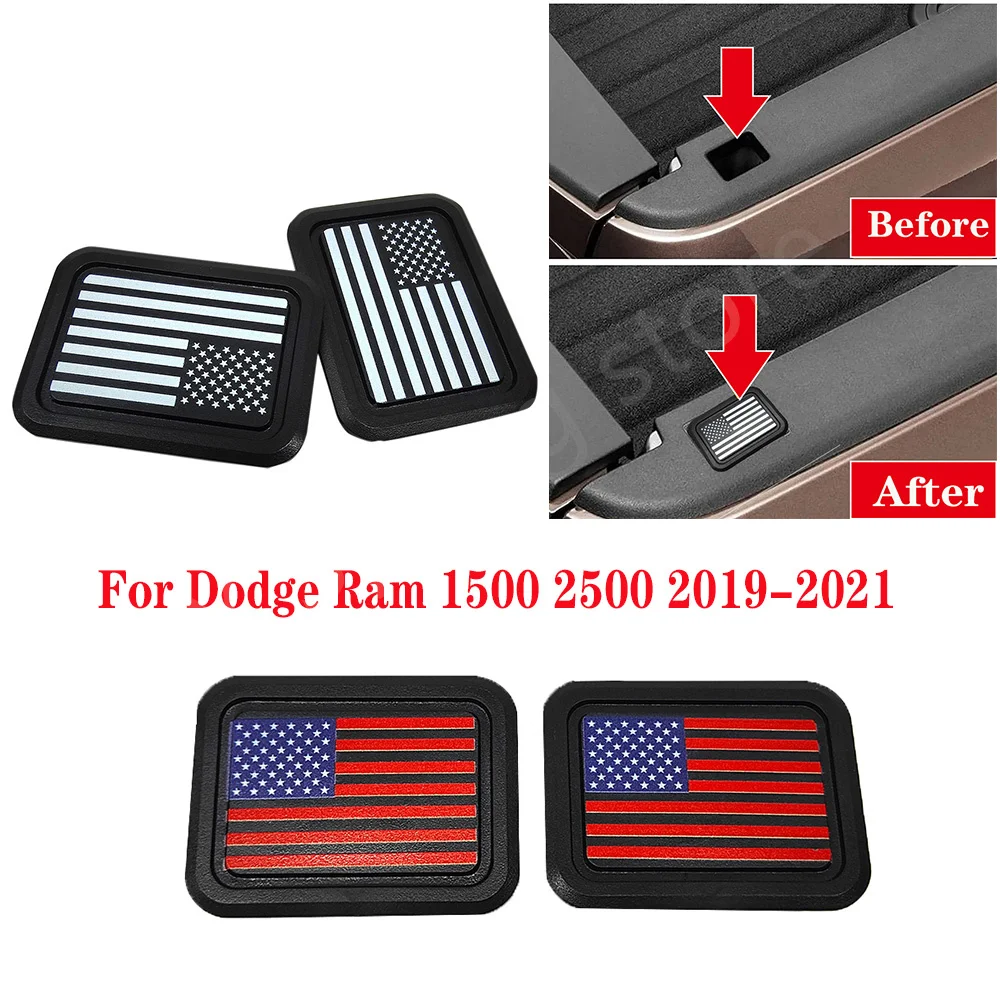 Dodge Ram 1500 2500 2019-2021 후면 트럭 픽업 침대 레일 스테이크 포켓 플러그 구멍 캡용 2PCS 스테이크 포켓 커버