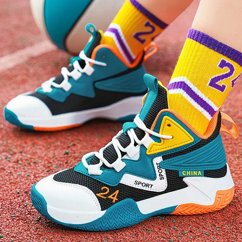 Kids Basketball Shoes Sneakers Boys Girls Leather Non-slip Casual Flats Children\'s Running Wear-resistant Sports Gym Shoes