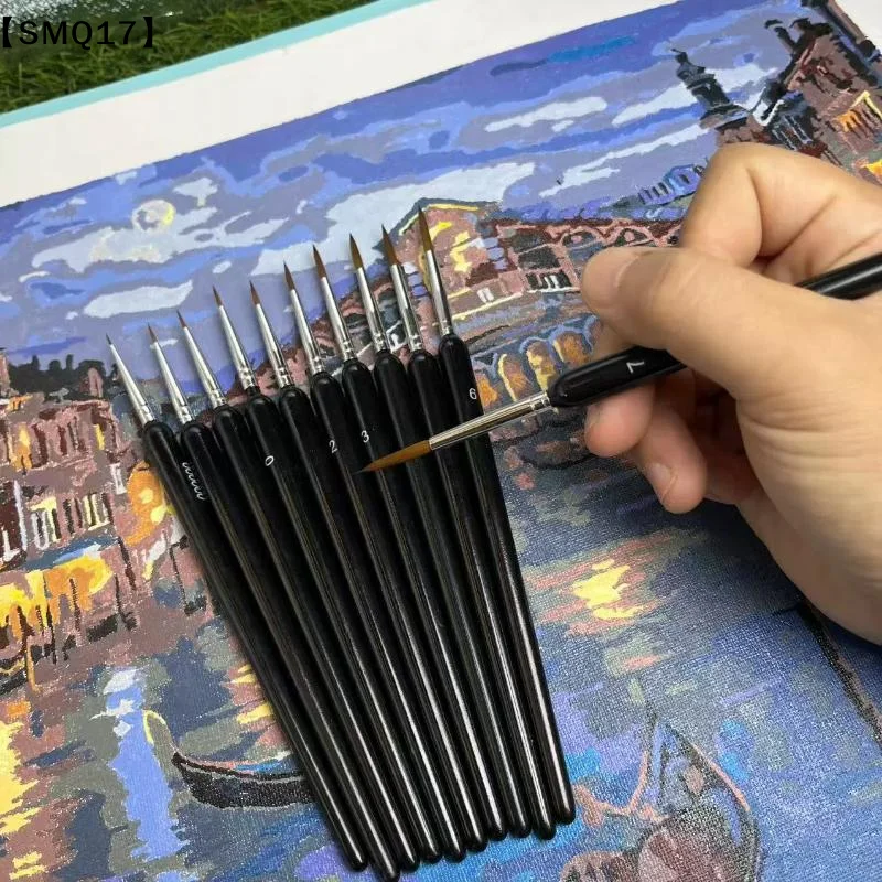 11Pcs Fine Tip Liner Paint Brush Set Non Slip Comfort Grip Assorted Sizes For Watercolor Acrylic Painting Nail Art【SMQ】