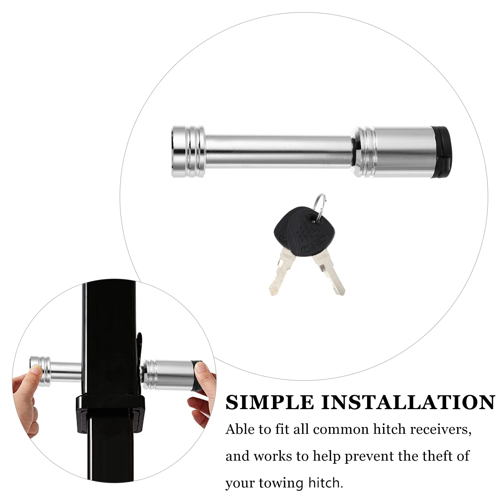 

1 pc Receiver Hitch For Truck Trailer Coupler Towing Security Straight Lock Theft Resistant Dustproof Weatherproof Cover