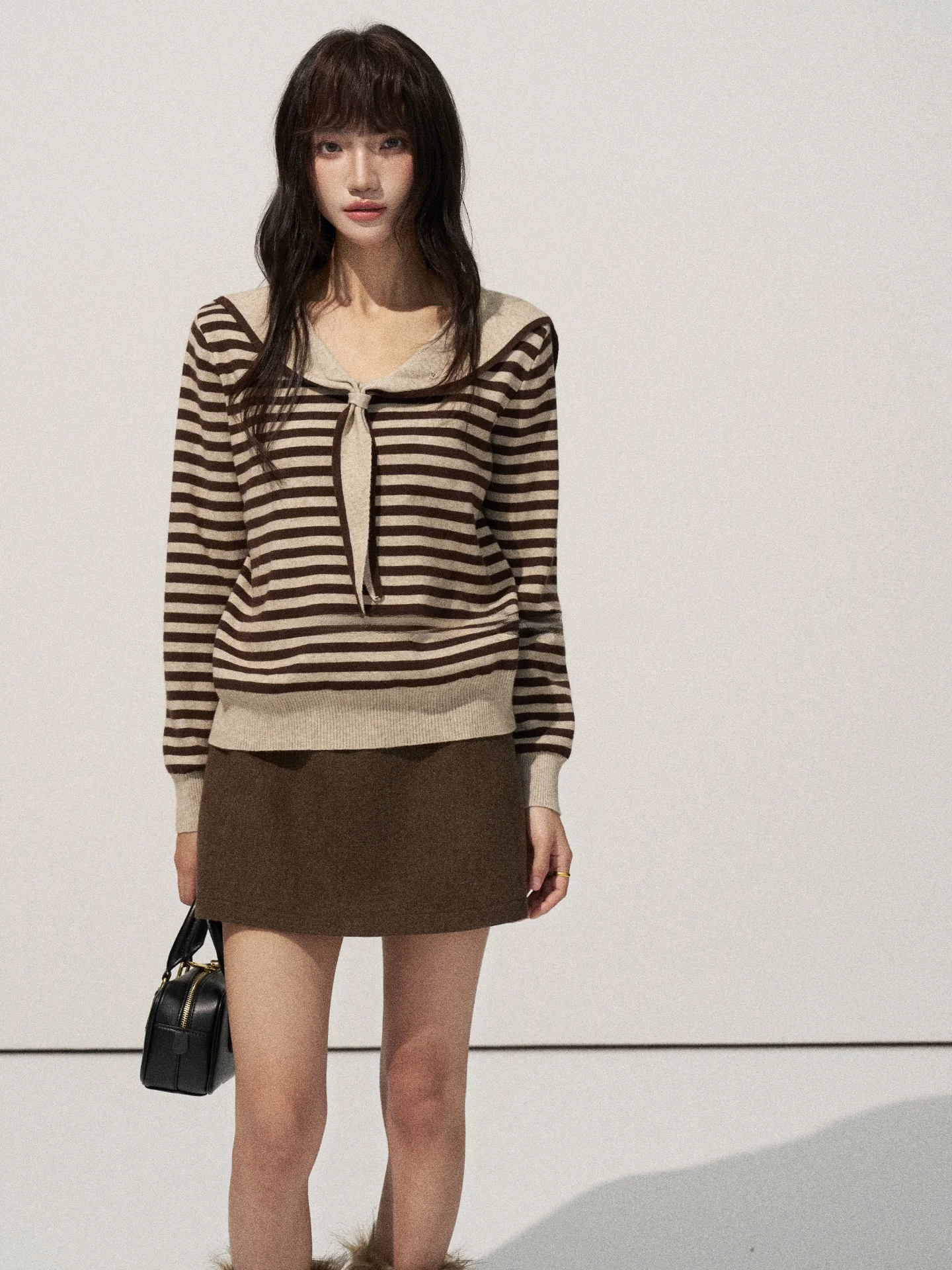 

Вязаный свитер Flower7 в полоску, свободного кроя, женский, осенне-зимний, модный, в корейском стиле, теплый, повседневный, с длинными рукавами