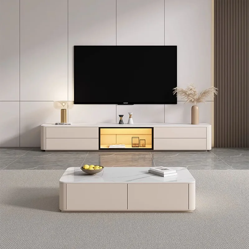Storage Light TV Cabinet Coffee Table Combination Simple Modern TV Cabinet Living Room Muebles Para Tv Chinese Style Furniture