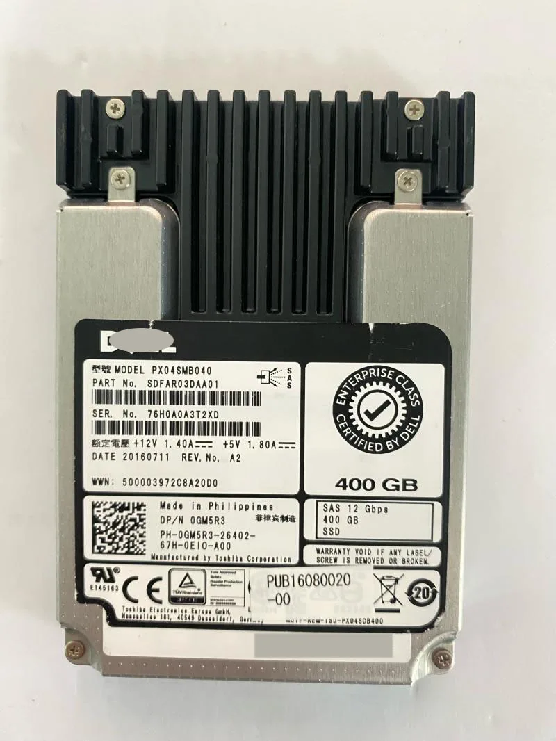 Imagem -05 - para Gm5r3 0gm5r3 Dell Toshiba 400gb 12gbps 2.5 Sas Solid State Drive Px04smb040