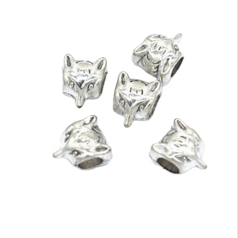 10pcs 10x9x6mm Charm Fox Beads Fox Beads For Jewelry Making Bracelets Findings Fox European Big Hole Beads F0430