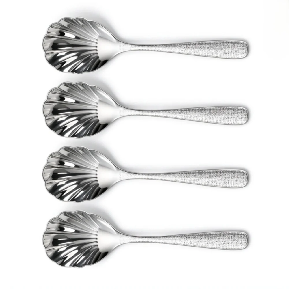 Hammered Stainless Steel Serving Spoons Set 4pcs Large Silver Utensils For Buffet Dinner Party Family Gathering Dishwasher Safe