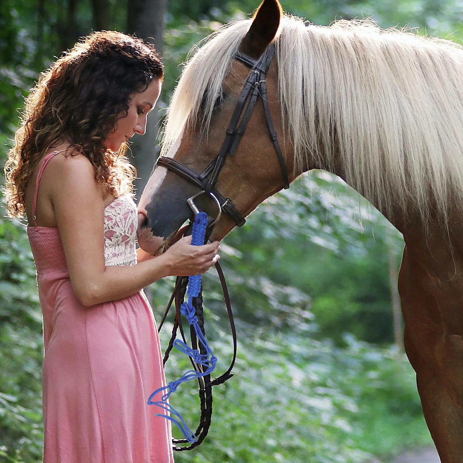 الرسن الحصان حبل مضفر نمط مريح صالح طويل الأمد ارتداء مقاومة الرسن لتدريب الخيل ركوب حلقة واقية #6