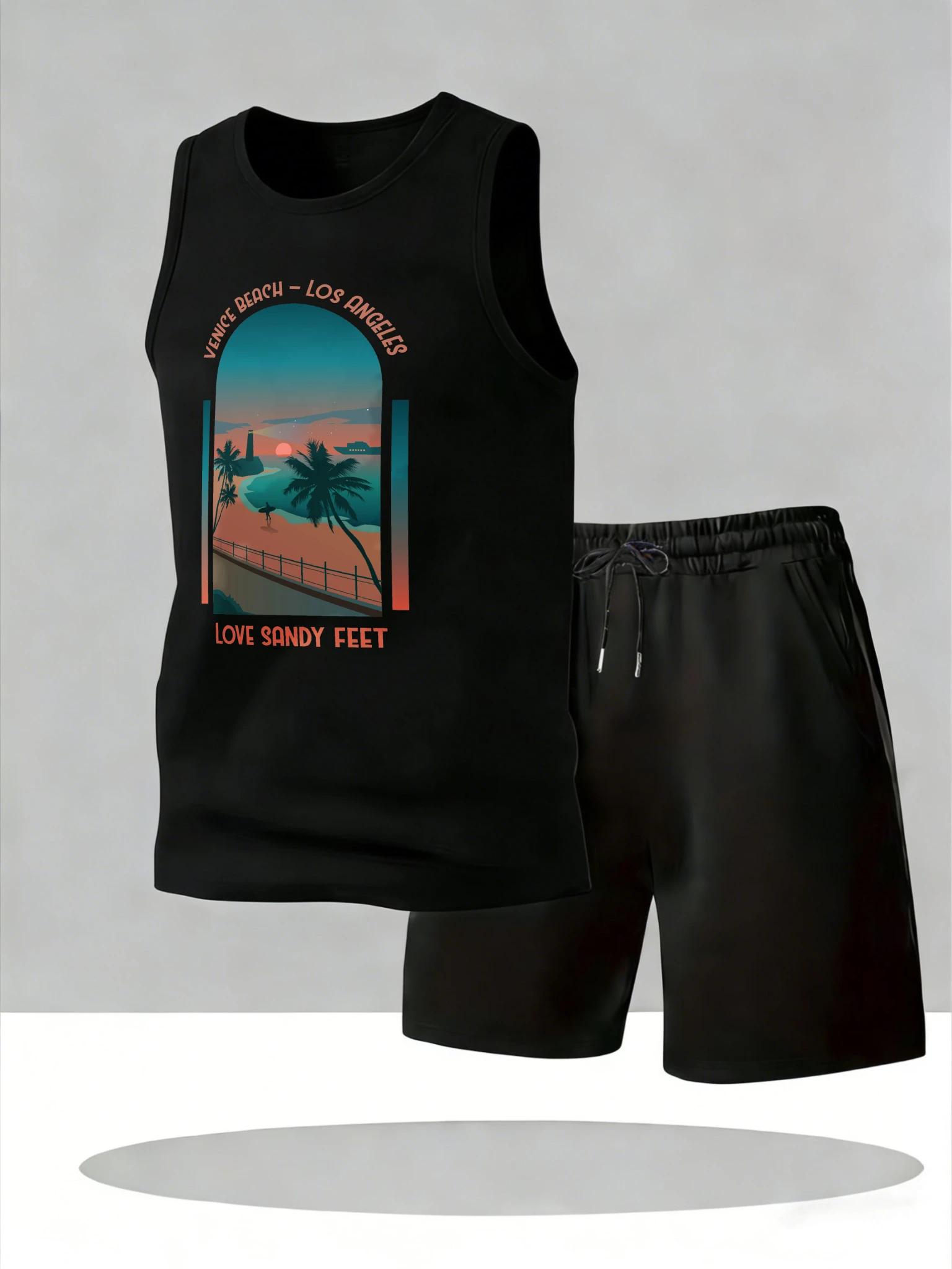 

Men's Tank Top Sets 2026 Summer Quick drying sports crewneck running beach oversize Breathable clothing set jogging set
