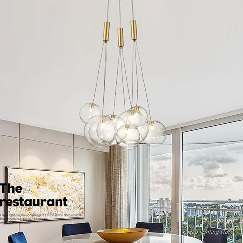 Living Room Starry Sky Pendant Lights Modern Home Decor Chandeliers Dining Room Multi Head Glass Pendant Lamp