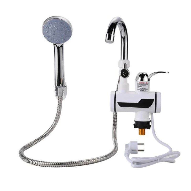 ก๊อกน้ําร้อนไฟฟ้าทันทีเครื่องทําน้ําอุ่นความร้อนอย่างรวดเร็วพร้อมจอแสดงผลอุณหภูมิ LED Tankless TAP สําหรับห้องครัว EU