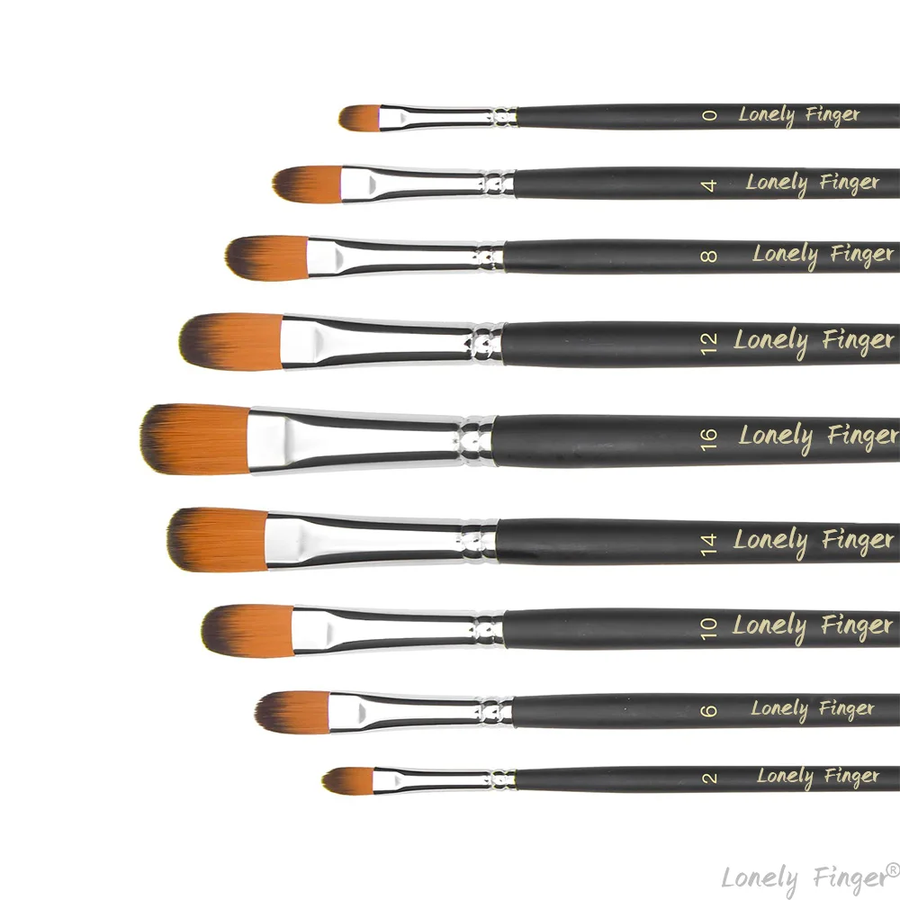 Long Handle Watercolor Paint Brushes Nylon Hair 9 Pcs for Watercolors, Acrylics, Gouache, Oil and Tempera