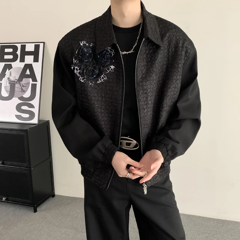 WVGA Spring New Men Tide Dark Fashion Niche High-End Three-Dimensional Rose Texture Cardigan Jacket Shoulder Padded Coats W19835