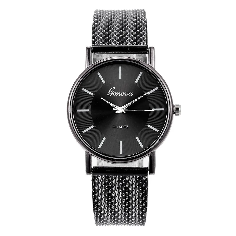 Elegant Women's Watch Sleek Black Mesh Band Watch Minimalist Dial Quartz Design Stylish Sophisticated Wristwatch