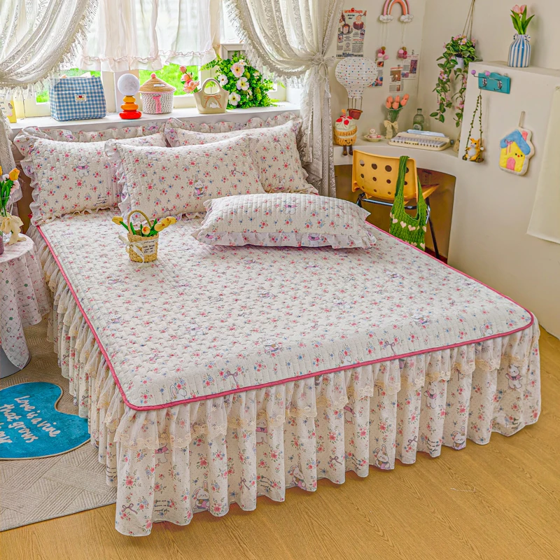 1pc Princess Style Bed Skirt colcha de cama casal Single/Queen/King Bed Skirt with Ruffle Bed Sheet Skirt Skin-Friendly 침대 스커트