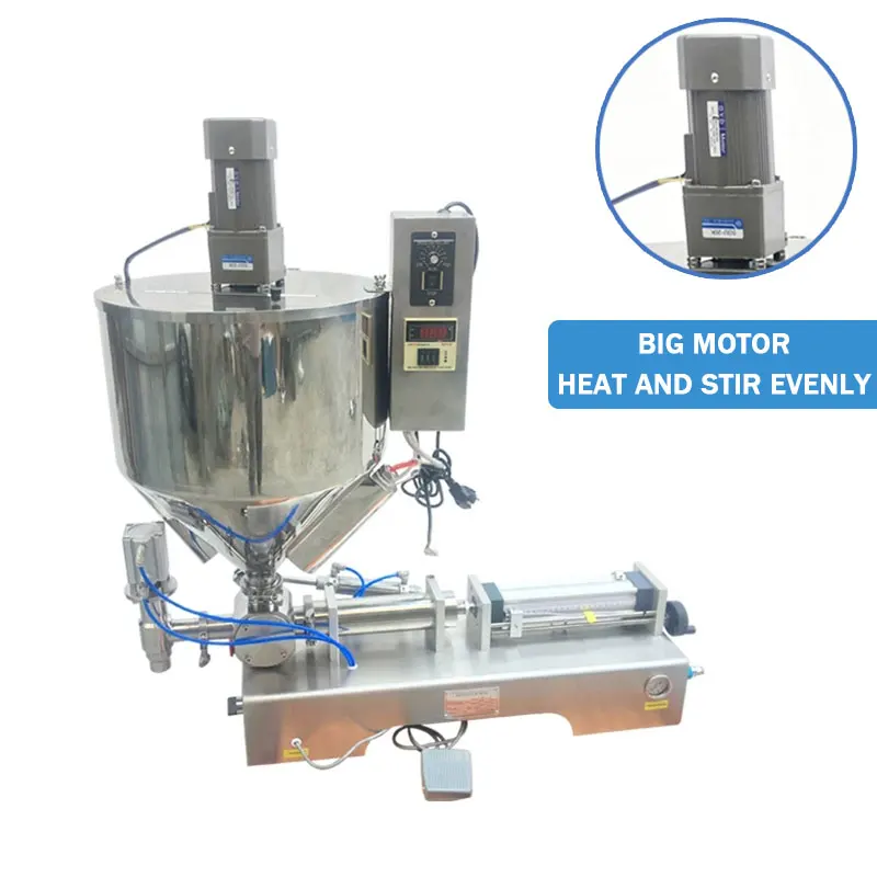 Heating and stirring pneumatic horizontal filling machine single-head paste qutative filling honey personal care product