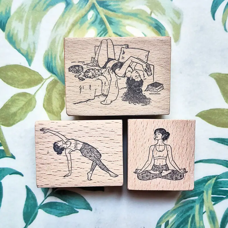 Scrapbooking Stamp for Yoga Lovers - Girl Love Yoga Daily Life Journaling Wooden Stamp