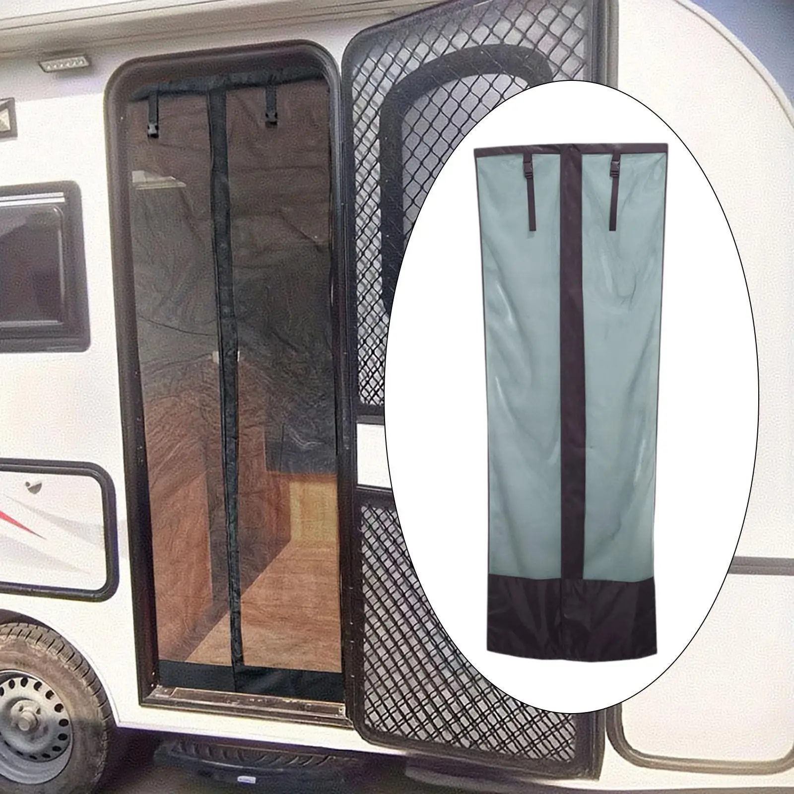 

Easy Installation Oxford Cloth RV Screen Door Curtain Sun Blocker for Camping Trailer Automotive