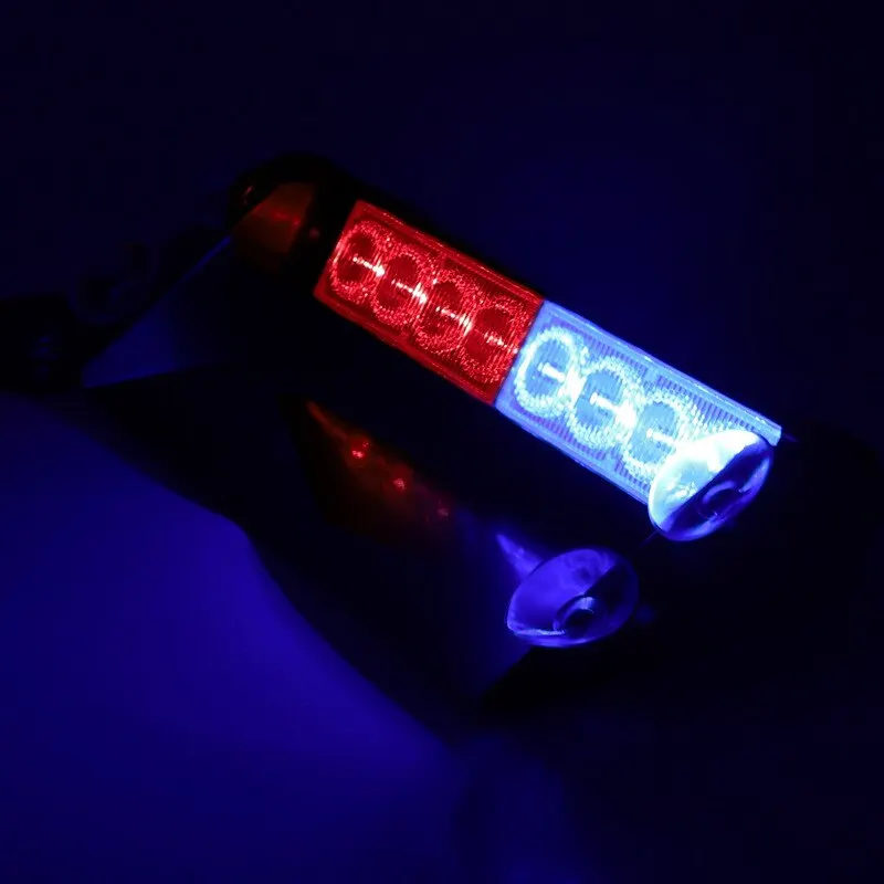 1PC Universal 8 Led Car Strobe Warning Light 12v Flashing Blue Red Modes Truck Strobe Emergency Grill Light Police Beacon Lamp