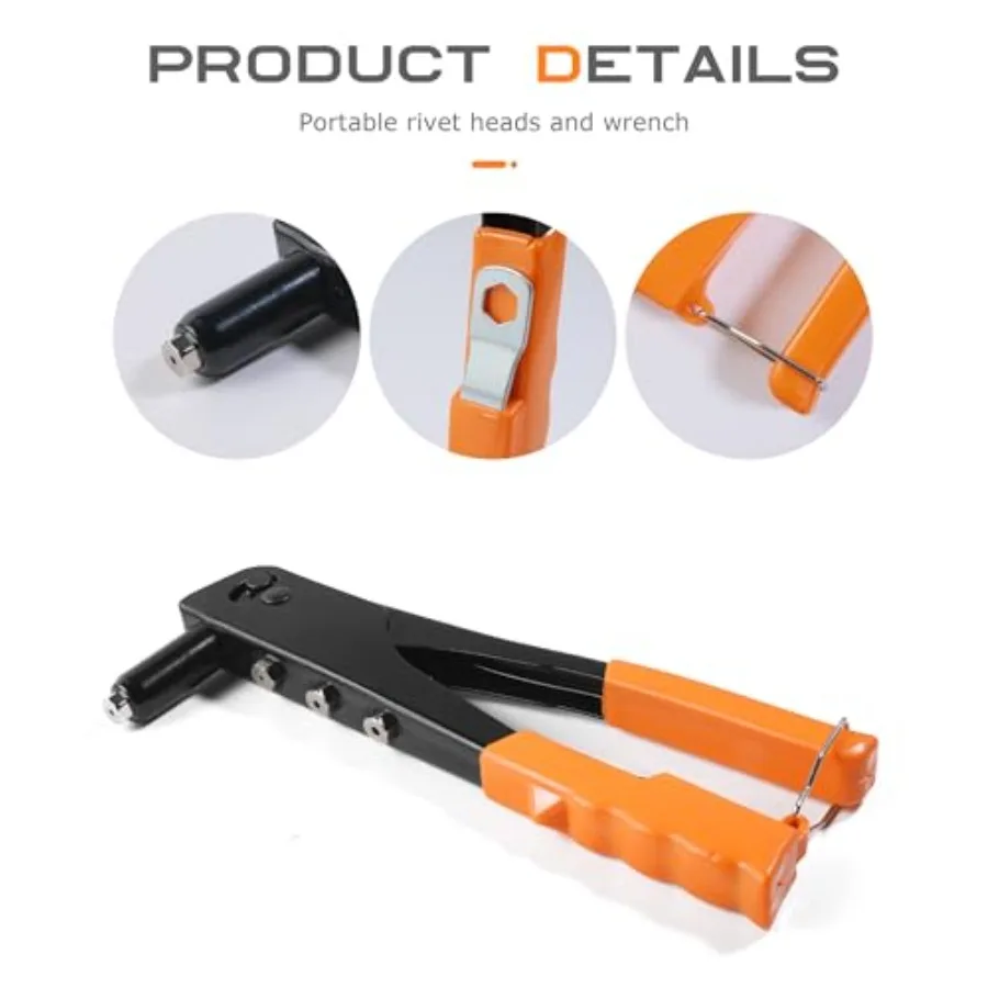 Heavy Duty Manual Rivet Gun Kit for Automotive and Metal Sheet Fastening Includes 4Size 100 Rivets 3 321 85 323 16 Ideal for Re