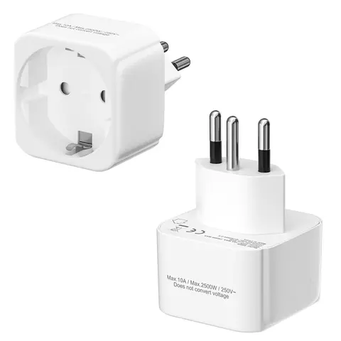 2 Europe to US, Italy, Switzerland, South Africa travel adapter plugs, 2-pin wall socket adapter, travel-friendly power adapter
