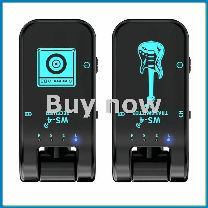 2.4G WS-4 Wireless Guitar System Guitar Transmitter Receiver for Electric Guitar Bass 48K/16bit Real-Time Transmission-A55K