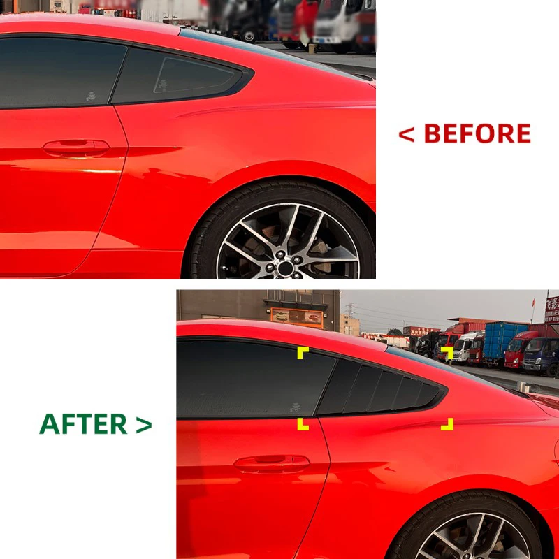 Car Rear Window Louvers for Ford Mustang MK6 2015-2023 Shutter Blind Triangular Trim Cover Exterior Car Accessories Aftermarket