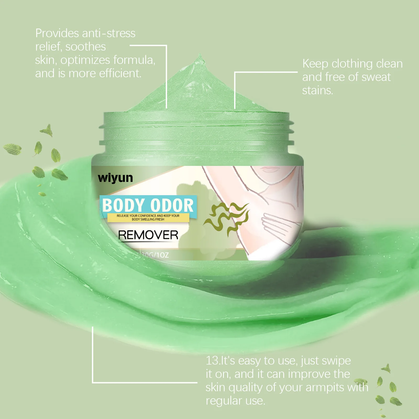 كريم فعال لإزالة رائحة الجسم مزيل العرق علاج رائحة تحت الإبط رائحة كريهة مضاد للتعرق مزيل الروائح الكريهة للإبط الدائم