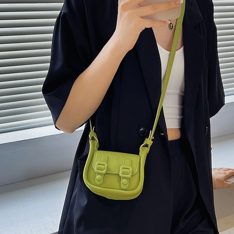 Stylish Mini Crossbody Bag Women Solid Color Cute Small Shoulder Bag Female PU Leather Casual Satchels Handbag for Dating Daily