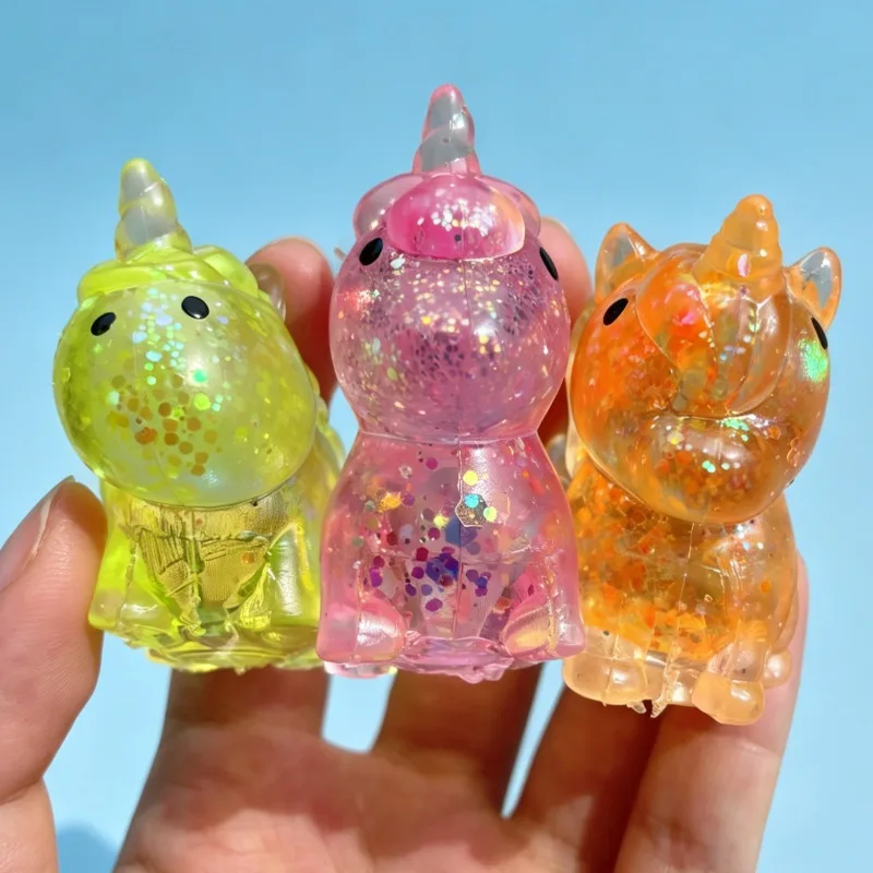Glitter Stress Ball Mini Unicorn Squishy Toy Soft Maltose Sensory Fidget Toy Antistress Ball for Friends and Adults Gifts