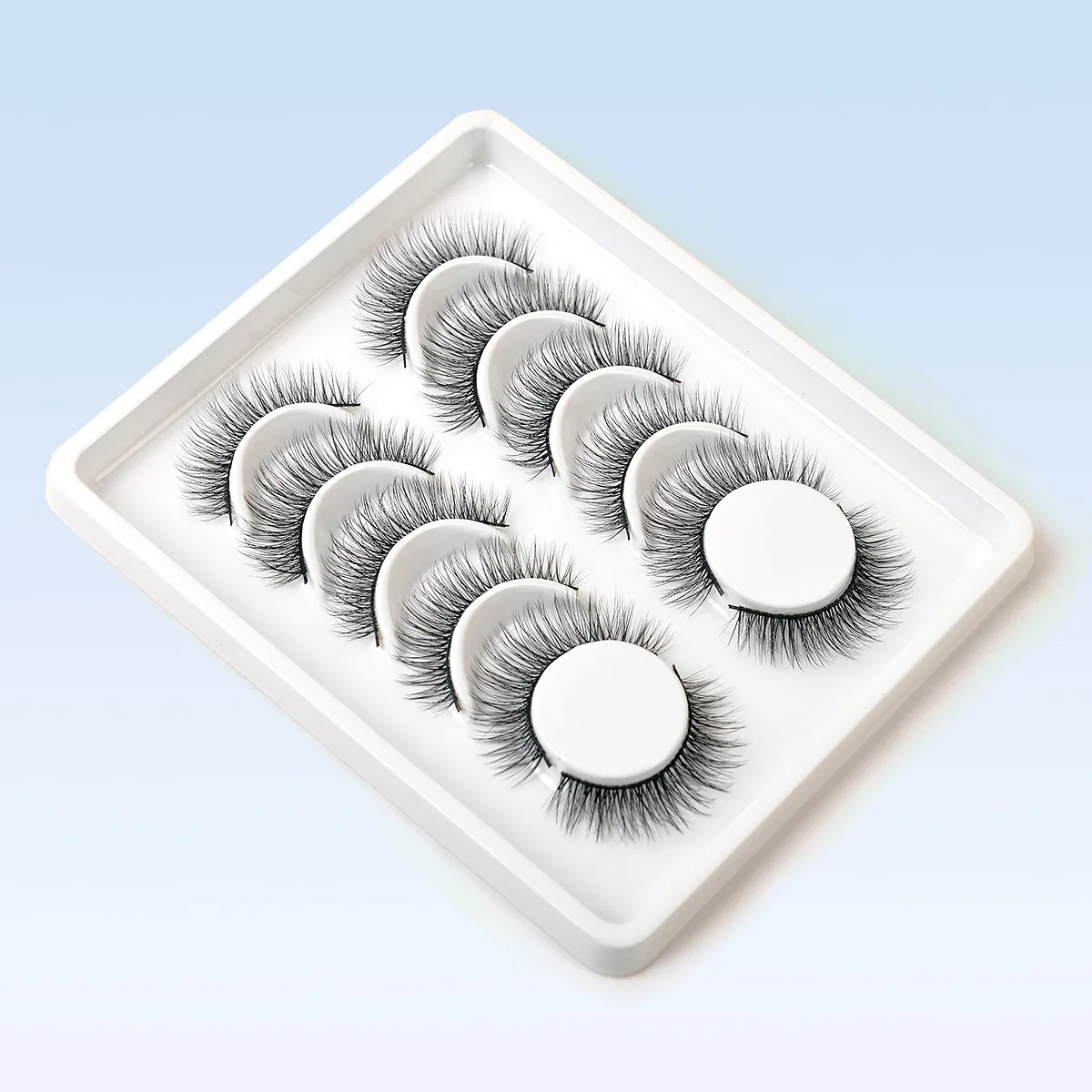 6 Paar wiederverwendbare 3D selbstklebende falsche Wimpern, Vollstreifen-Wimpern dick und gekräuselt, 10 mm flauschige echte schlanke falsche Wimpern