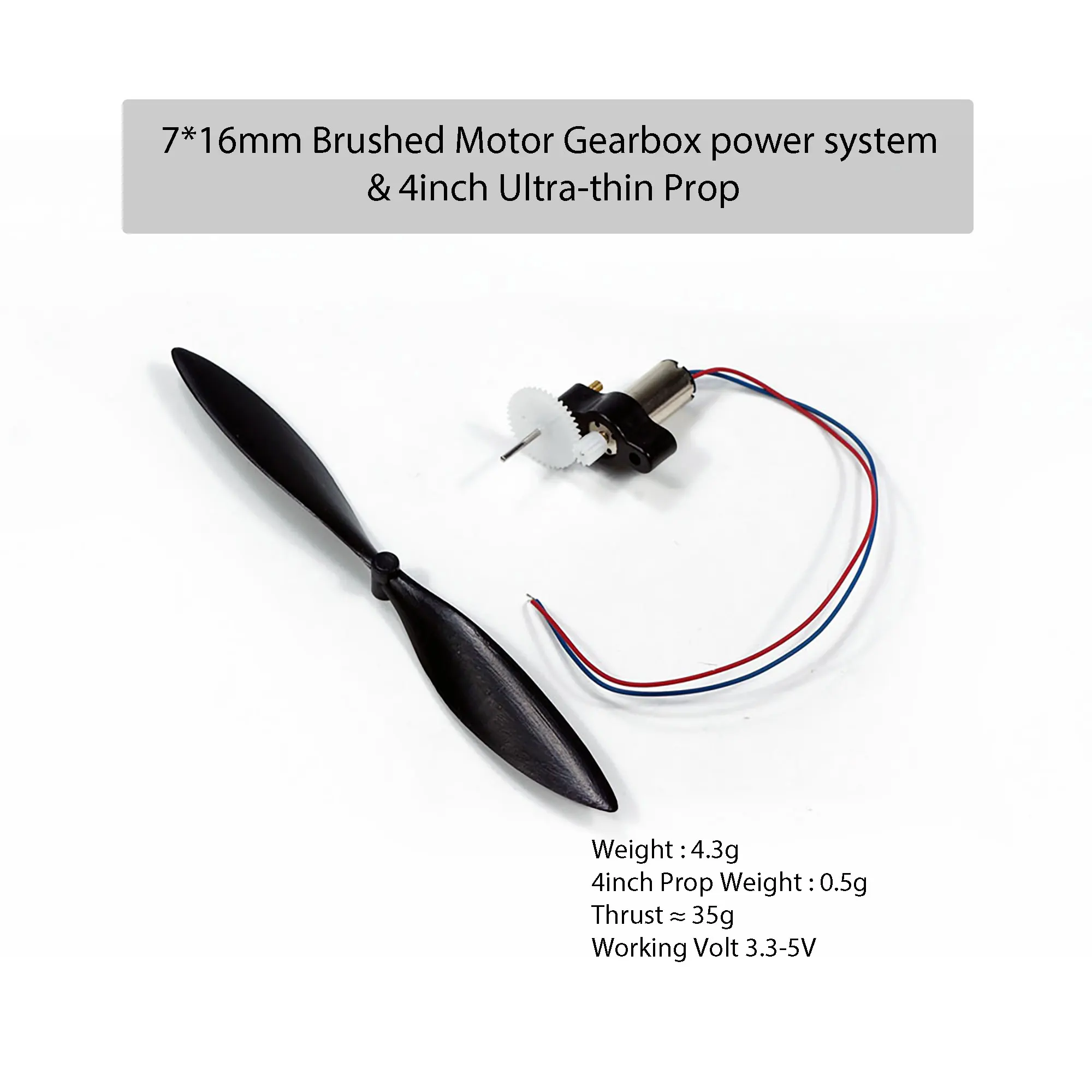 AEORC DIY Micro Brushed Power System with 7x16mm Brushed Motor/Micro Prop Micro Receivers for RC Micro Mini Indoor BLPS716