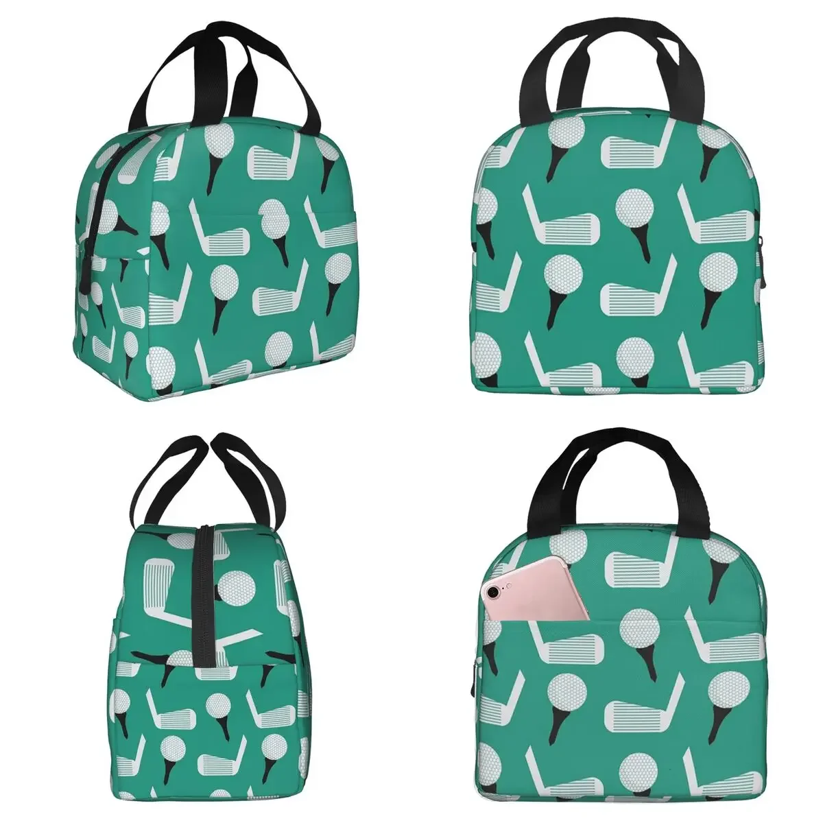 Golf Ball Pattern Insulated Lunch Bag for Women Office Cooler Thermal Food Box Tote Portable Lunch Boxes Container