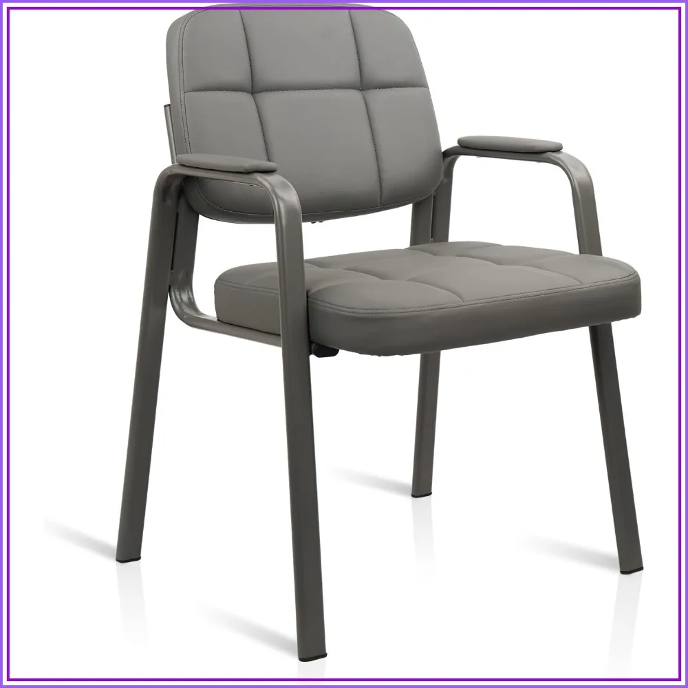 CLATINA Guest Chair Bonded Leather Padded Armrest Office Reception Conference Grey