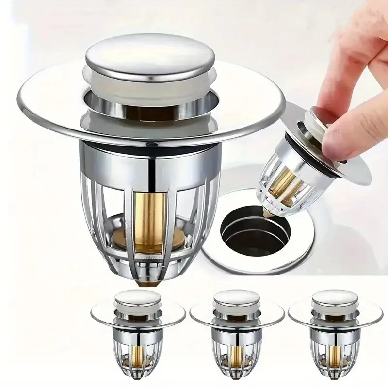 Paquete de 2 tapones de desagüe metálicos emergentes, antiolores y antifugas, universales para lavabos y bañeras, fáciles de instalar, esenciales para la renovación del hogar, tapón de desagüe emergente con núcleo de cobre pequeño tipo Whirlwind, un artíc