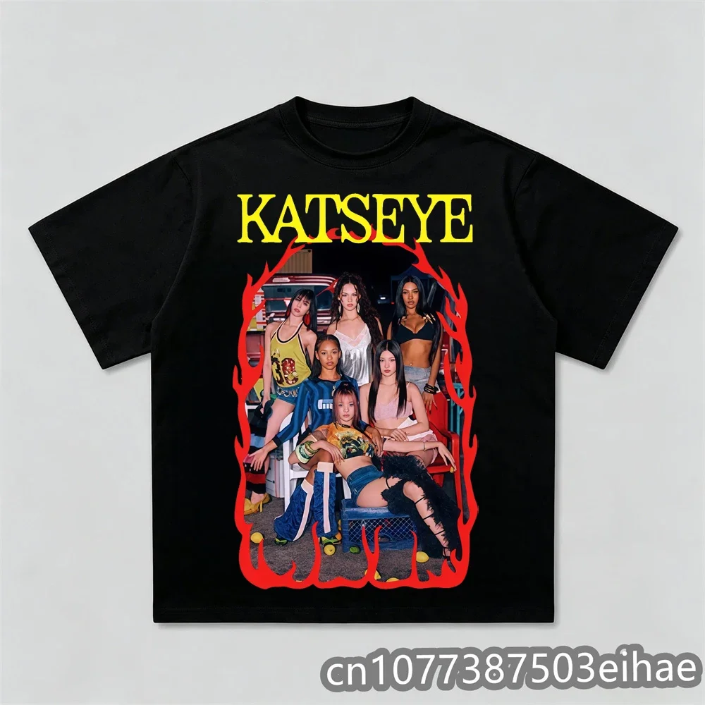 Unisex Y2K Vintage Katseye Kpop the Beautiful Chaos Tour T-Shirt Cotton Graphics Short Sleeve Streetwear