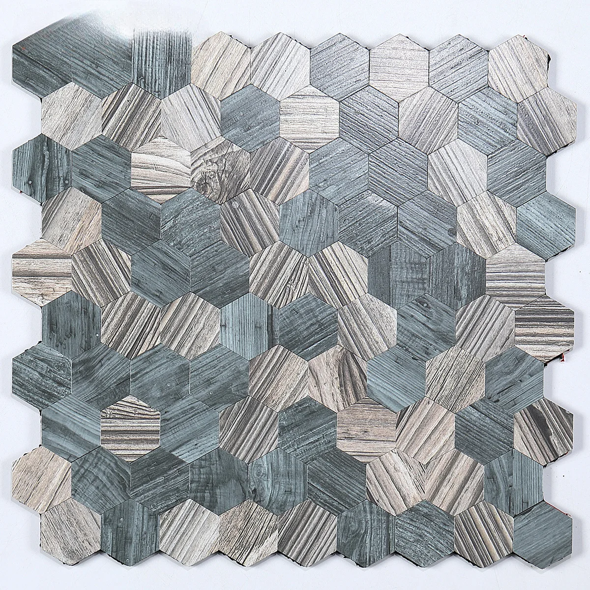 Adhesive Wall Wallpaper Nordic Metal Mosaic Tile - Wood Grain Self Stick Waterproof Backsplash for Kitchen Feature Wall