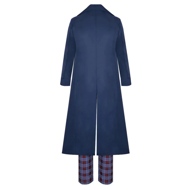 2025 ❤   جديد ديفيد Tennant تأثيري هو الطبيب الأزرق الداكن معطف طويل منقوشة سترة بدل رجالي زي يتوهم هالوين Un ★ ★