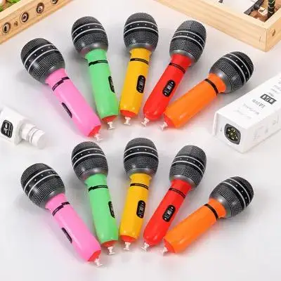 

10Pcs Blow Up Microphone Simulation Realistic Design Stage Prop for Party Event Performance Expression Practice Tool