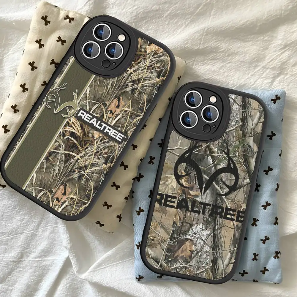 

R-Realtrees Real Tree Phone Case Hard Leather For IPhone 16 15 14 13 12 Mini 11 14 Pro Max Xs X Xr 7 8 Plus Fundas