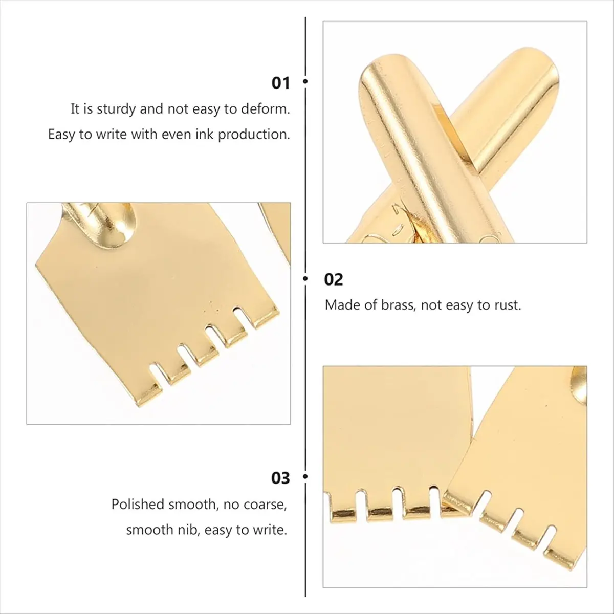STOCK-5Pcs Nibs Retro Art Writing Tips for Fountain Pens Flat Head Replacement Points for Calligraphy Writing and Stationery