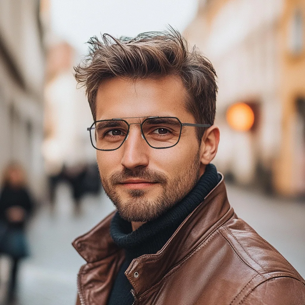 BLMUSA Ultralight Fashion Pilot Photochromic Myopia Prescription Glasses Retro Men Women Anti Blue Light Progressive Eyeglasses - Detail 1