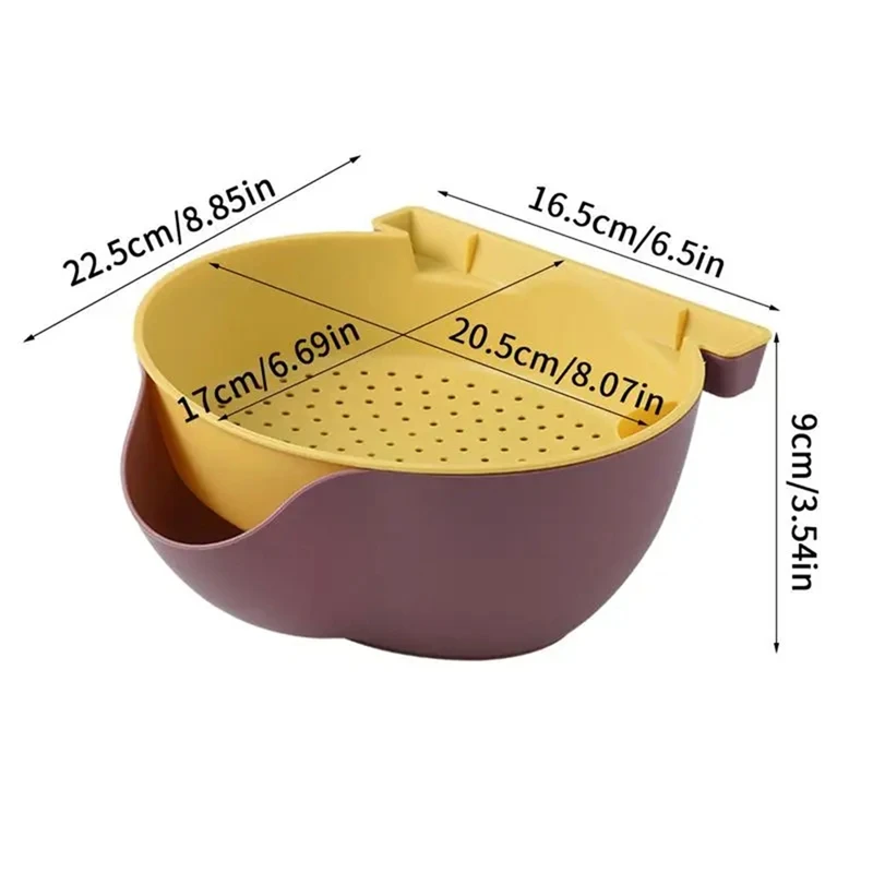 Nieuwe Fruit Groente Wastafel Zeef Mand Ergonomische Zeef Mand Dubbellaags Ontwerp Voedsel Theepot Manden