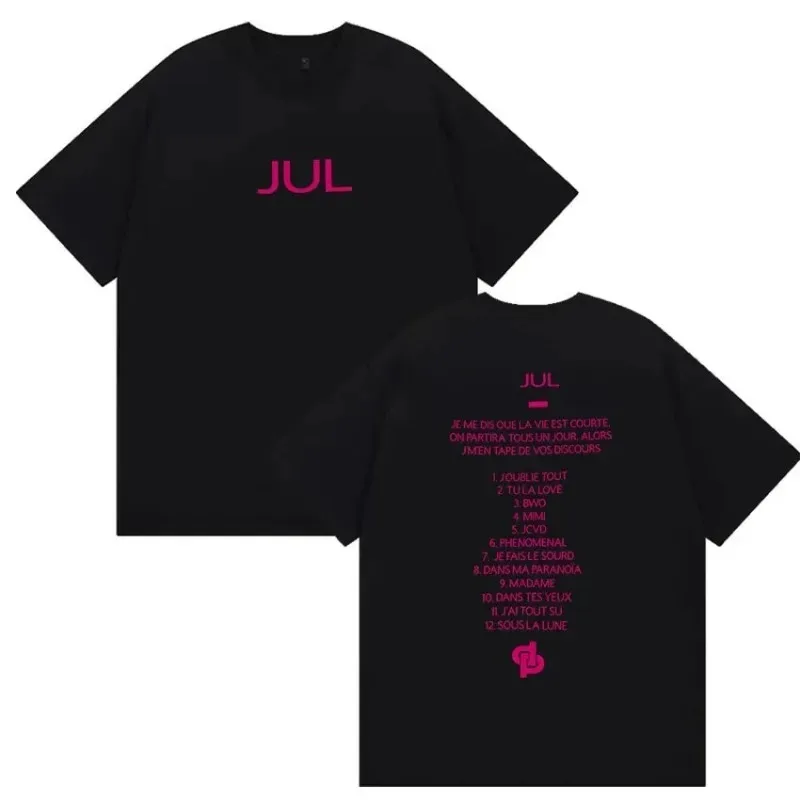 Jul French Rapper Album Tracklist Graphic T-Shirt, Unisex Casual Cotton Oversized Streetwear Fashion Streetwear T-Shirt